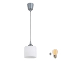 BRILAGI - LED-pendel på kabel RETRO GLASS 1xE27/60W/230V Ø 10 cm silver/vit