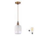 BRILAGI - LED-pendel på kabel RETRO GLASS 1xE27/60W/230V Ø 14 cm guld/vit