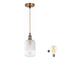 BRILAGI - LED-pendel på kabel RETRO GLASS 1xE27/60W/230V Ø 14 cm guld/vit
