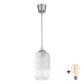 BRILAGI - LED-pendel på kabel RETRO GLASS 1xE27/60W/230V Ø 14 cm silver/vit