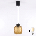 BRILAGI - LED-pendel på kabel RETRO GLASS 1xE27/60W/230V Ø 14 cm svart/rökbrun