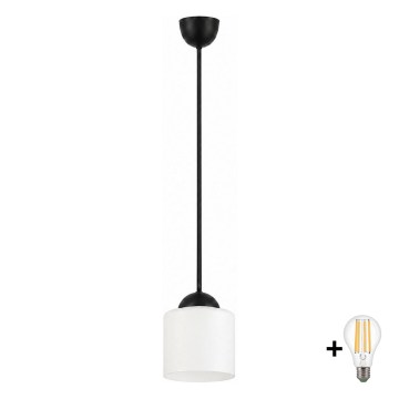 BRILAGI - LED-pendel på kabel RETRO GLASS 1xE27/60W/230V Ø 14 cm svart/vit