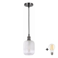 BRILAGI - LED-pendel på kabel RETRO GLASS 1xE27/60W/230V Ø 14 cm svart/vit