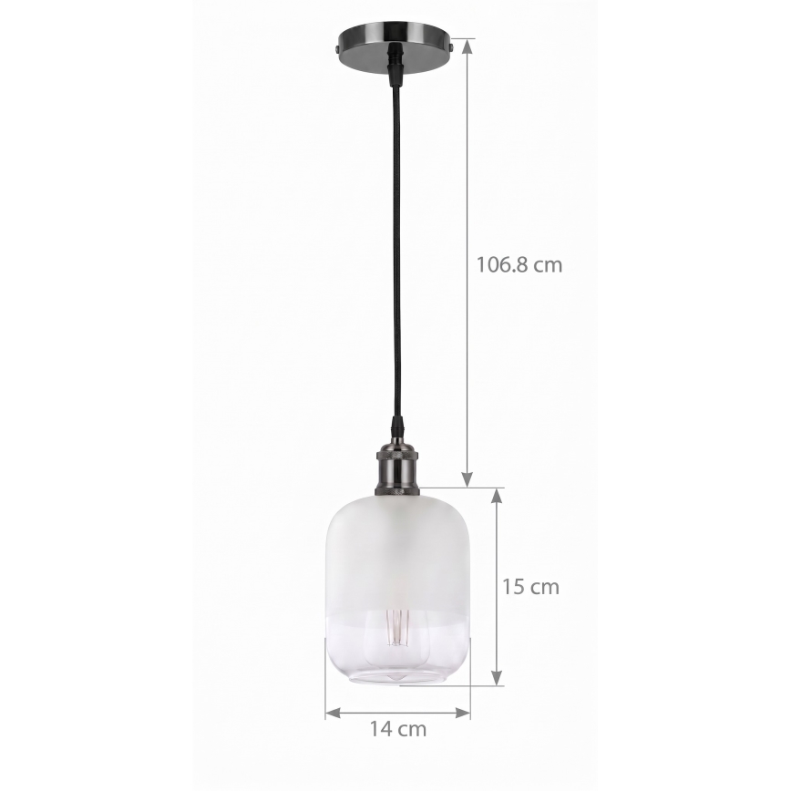 BRILAGI - LED-pendel på kabel RETRO GLASS 1xE27/60W/230V Ø 14 cm svart/vit
