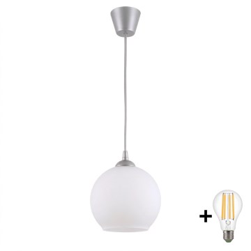 BRILAGI - LED-pendel på kabel RETRO GLASS 1xE27/60W/230V Ø 15 cm silver/vit