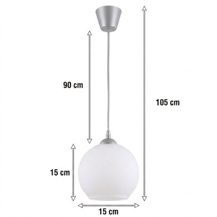 BRILAGI - LED-pendel på kabel RETRO GLASS 1xE27/60W/230V Ø 15 cm silver/vit