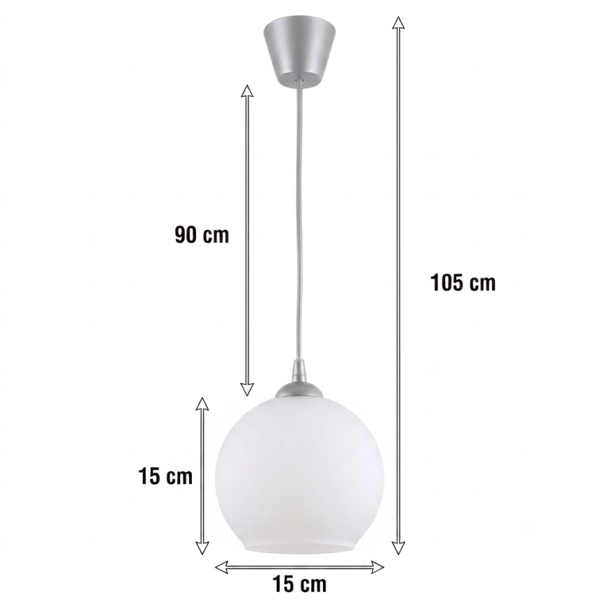 BRILAGI - LED-pendel på kabel RETRO GLASS 1xE27/60W/230V Ø 15 cm silver/vit