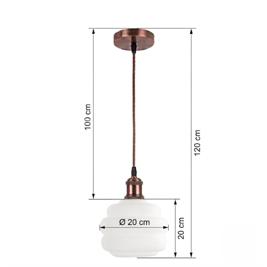 BRILAGI - LED-pendel på kabel RETRO GLASS 1xE27/60W/230V Ø 20 cm koppar/vit