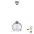 BRILAGI - LED-pendel på kabel RETRO GLASS 1xE27/60W/230V Ø 25 cm silver/rökgrå