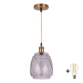 BRILAGI - LED-pendel på kabel RETRO GLASS 1xE27/60W/230V Ø 26 cm guld/rökgrå
