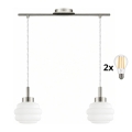BRILAGI - LED-pendel på kabel RETRO GLASS 2xE27/60W/230V matt krom/vit