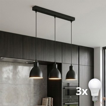 Brilagi - LED-pendel på kabel RIDDY 3xE27/60W/230V svart