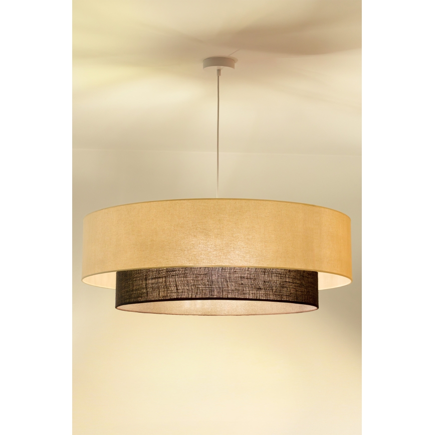 Brilagi - LED-pendel på sladd BOHO-stil 3xE27/15W/230V Ø 80 cm krämvit/brun