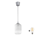 BRILAGI - LED-pendel på sladd RETRO GLAS 1xE27/60W/230V Ø 14 cm silver/vit
