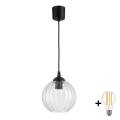 BRILAGI – LED-pendel på sladd RETRO GLASS 1x E27/60W/230V Ø 18 cm svart/klarglas