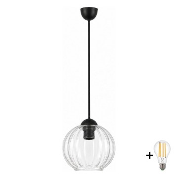 BRILAGI – LED-pendel på sladd RETRO GLASS 1x E27/60W/230V Ø 18 cm svart/klarglas