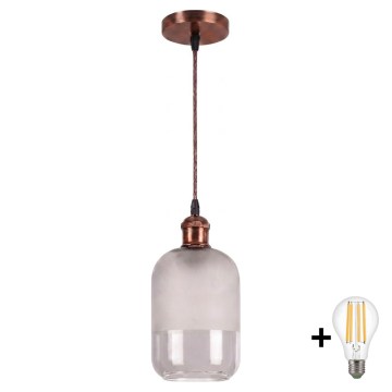 BRILAGI - LED-pendel på sladd RETRO GLASS 1xE27/60W/230V Ø 14 cm koppar/vit