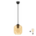 BRILAGI - LED-pendel på sladd RETRO GLASS 1xE27/60W/230V Ø 14 cm svart/rökbrun