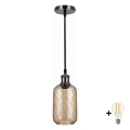 BRILAGI - LED-pendel på sladd RETRO GLASS 1xE27/60W/230V Ø 14 cm svart/rökbrun