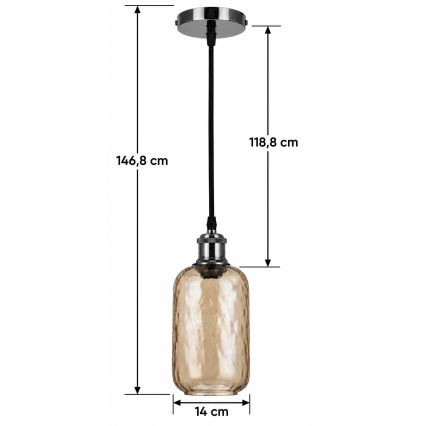 BRILAGI - LED-pendel på sladd RETRO GLASS 1xE27/60W/230V Ø 14 cm svart/rökbrun