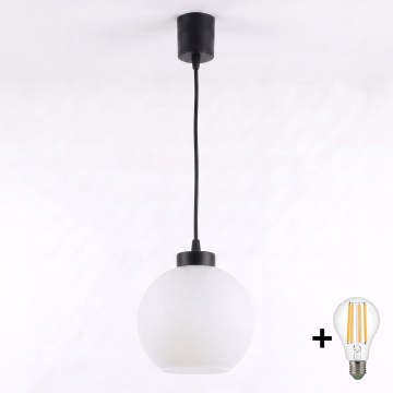 BRILAGI - LED-pendel på sladd RETRO GLASS 1xE27/60W/230V Ø 15 cm svart/vit