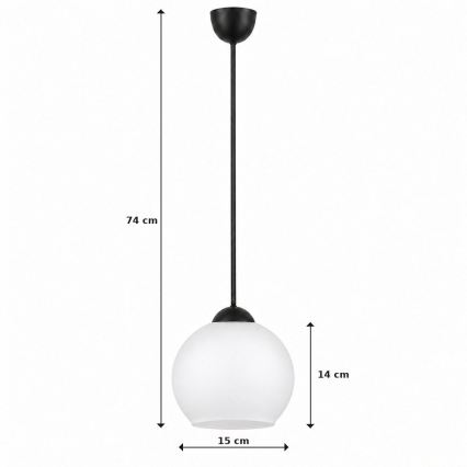 BRILAGI - LED-pendel på sladd RETRO GLASS 1xE27/60W/230V Ø 15 cm svart/vit