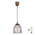 BRILAGI - LED-pendel på sladd RETRO GLASS 1xE27/60W/230V Ø 17 cm brun/rökig beige