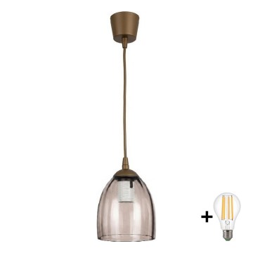 BRILAGI - LED-pendel på sladd RETRO GLASS 1xE27/60W/230V Ø 17 cm brun/rökig beige