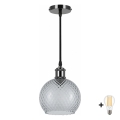 BRILAGI - LED-pendel på sladd RETRO GLASS 1xE27/60W/230V Ø 18 cm svart/rökgrå