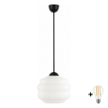 BRILAGI - LED-pendel på sladd RETRO GLASS 1xE27/60W/230V Ø 20 cm svart/vit