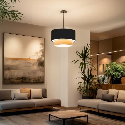 Brilagi - LED-pendel på vajer CERIA 1xE27/40W/230V Ø 50 cm svart/beige