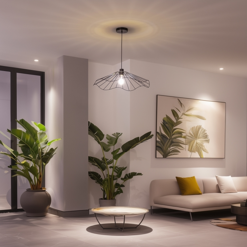 Brilagi - LED-pendel på vajer CERIA WIRE 1xE27/40W/230V Ø 60 cm svart