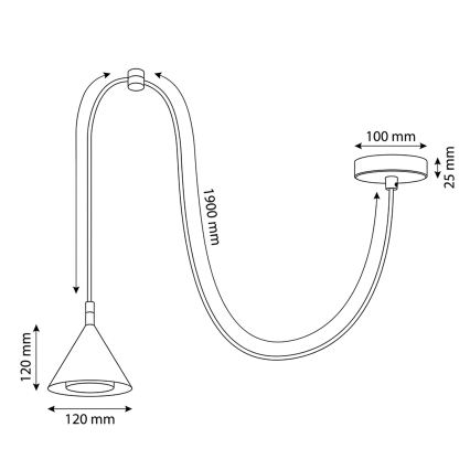 BRILAGI - LED Pendel på vajer CONE SINGLE SPIDER 1xGX53/15W/230V svart