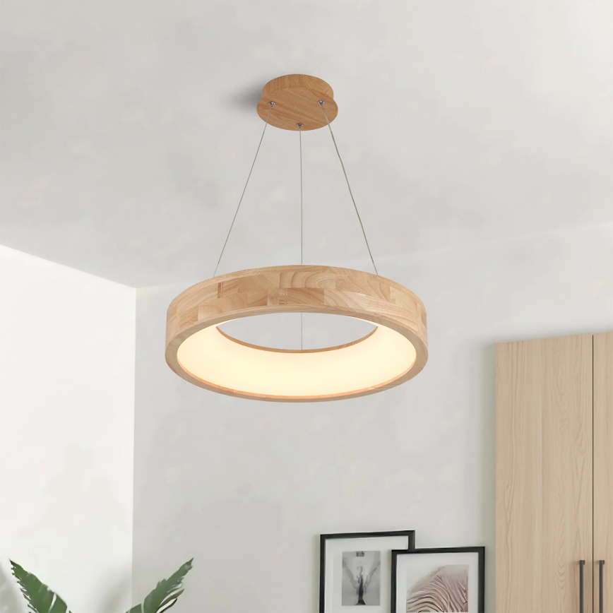 Brilagi - LED-pendel på vajer FALCON WOOD LED/30W/230V 3000/4000/6000K Ø 45 cm trä