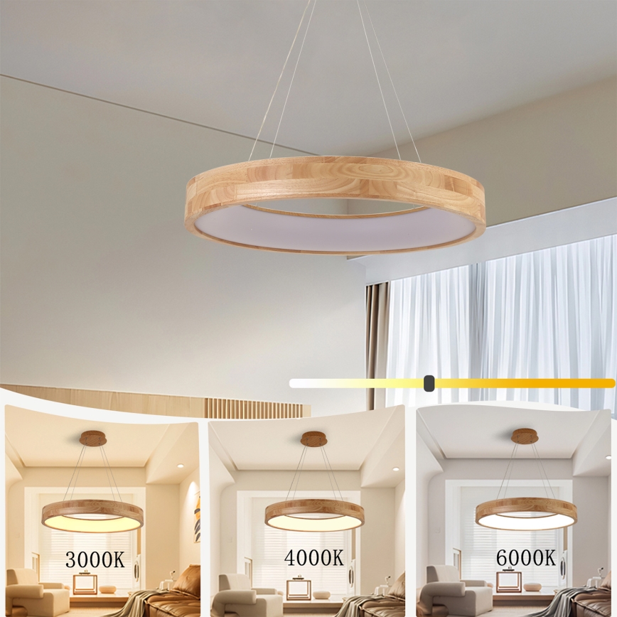Brilagi - FALCON WOOD pendellampa på vajer LED/40W/230V 3000/4000/6000K Ø 60 cm trä