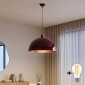 BRILAGI - LED-pendel på vajer METALO 1xE27/40W/230V Ø 40 cm bordeaux/koppar