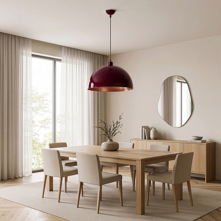BRILAGI - LED-pendel på vajer METALO 1xE27/40W/230V Ø 40 cm bordeaux/koppar