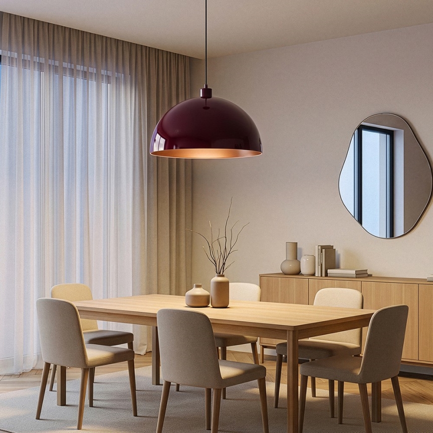 BRILAGI - LED-pendel på vajer METALO 1xE27/40W/230V Ø 40 cm bordeaux/koppar