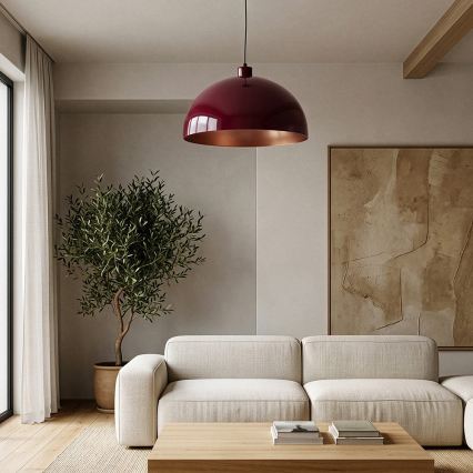 BRILAGI - LED-pendel på vajer METALO 1xE27/40W/230V Ø 40 cm bordeaux/koppar