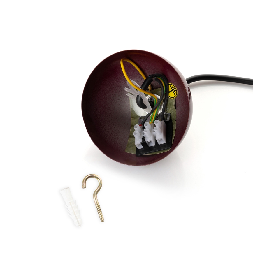 BRILAGI - LED-pendel på vajer METALO 1xE27/40W/230V Ø 40 cm bordeaux/koppar