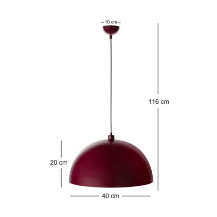 BRILAGI - LED-pendel på vajer METALO 1xE27/40W/230V Ø 40 cm bordeaux/koppar