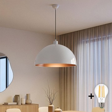 BRILAGI - LED-pendel på vajer METALO 1xE27/40W/230V Ø 60 cm vit/koppar