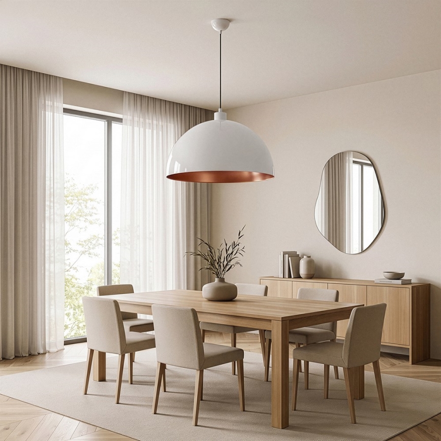 BRILAGI - LED-pendel på vajer METALO 1xE27/40W/230V Ø 60 cm vit/koppar