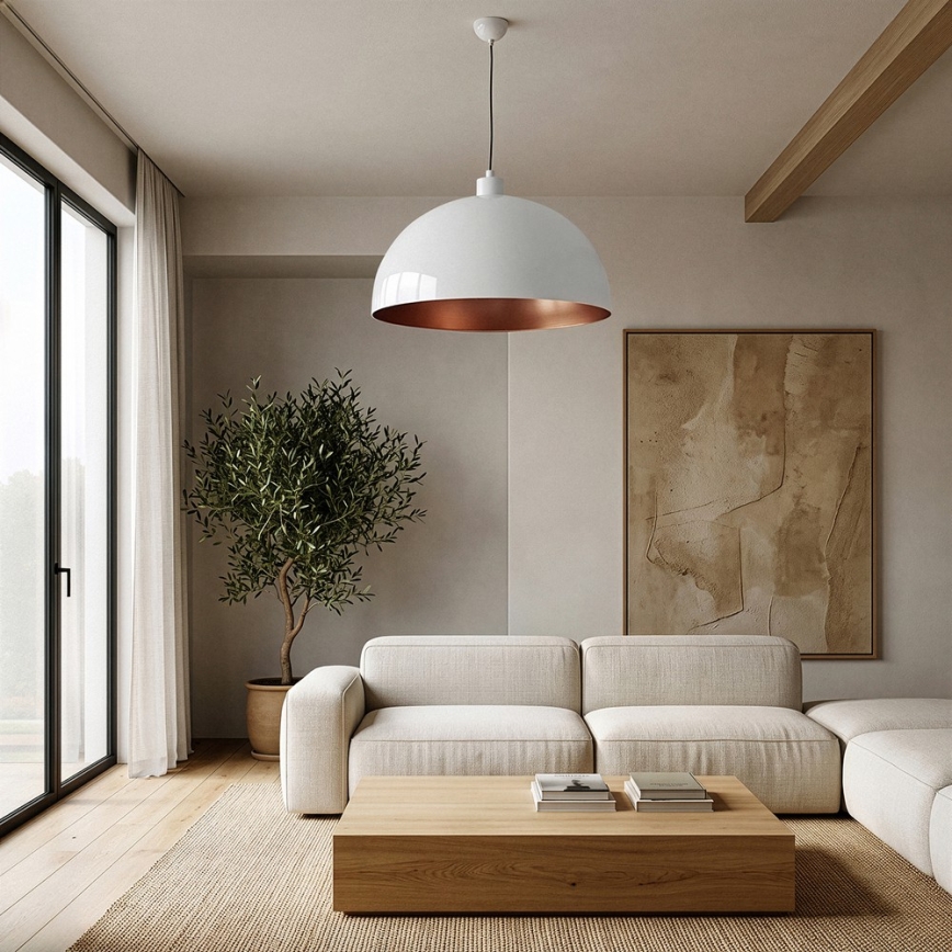 BRILAGI - LED-pendel på vajer METALO 1xE27/40W/230V Ø 60 cm vit/koppar