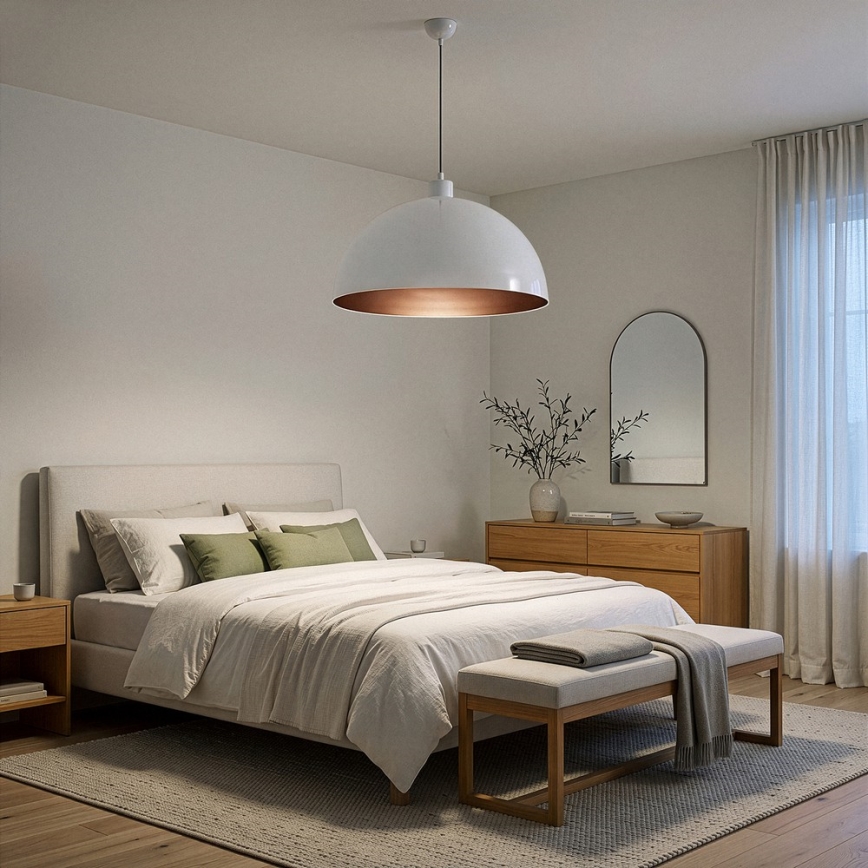 BRILAGI - LED-pendel på vajer METALO 1xE27/40W/230V Ø 60 cm vit/koppar