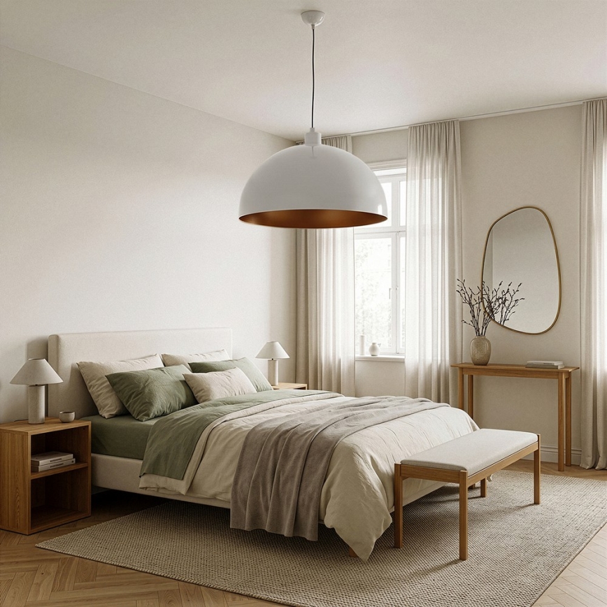 BRILAGI - LED-pendel på vajer METALO 1xE27/40W/230V Ø 60 cm vit/koppar