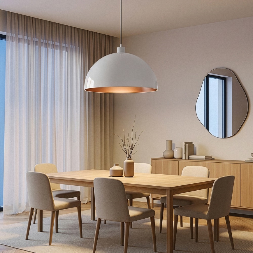 BRILAGI - LED-pendel på vajer METALO 1xE27/40W/230V Ø 60 cm vit/koppar