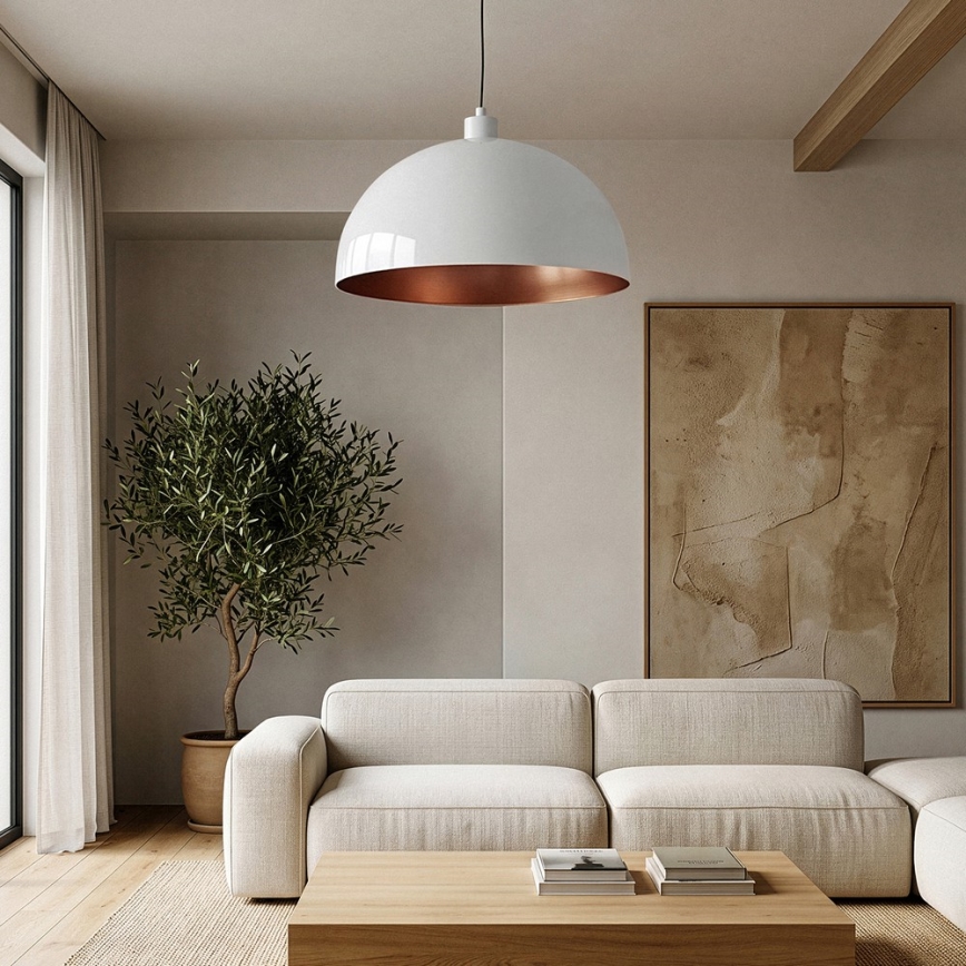 BRILAGI - LED-pendel på vajer METALO 1xE27/40W/230V Ø 60 cm vit/koppar
