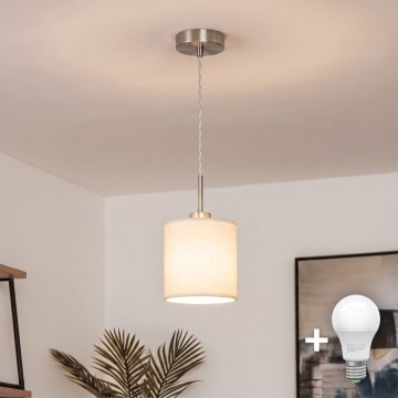 Brilagi - LED-pendel på vajer NUBILA 1xE27/60W/230V Ø 14 cm krämfärgad