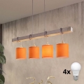 BRILAGI - LED-pendel på vajer NUBILA 4xE27/60W/230V grå/orange